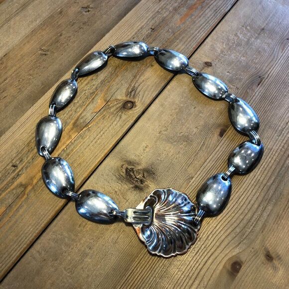 Vintage Silver Color Spoon belt with Sterling Silver Cocktail Fork main image 7